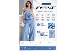 Quiet Luxury Women Denim Two Piece Set Minimalist Resort Outfit OEM Manufacturer