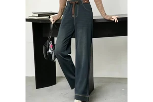Women's Autumn/Winter High Waist Straight Leg Jeans Breathable Denim Casual Style Loose Fit Vintage Eco-Friendly Cool Logo