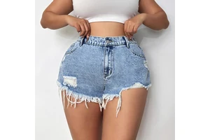 Women's Summer Skinny Streetwear Denim Jean Shorts High Waist Distressed Button Closure Eco-Friendly Soft Durable Fabric