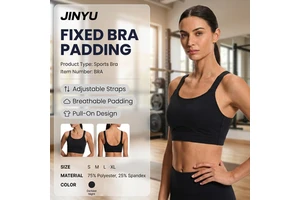 JINYU Custom OEM ODM Women's Scoop Neck Sports Bra Quick Dry Breathable Removable Pads Yoga Running Gym Workout Activewear