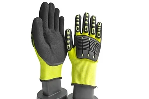 High Quality ANSI A4 Level 5 TPR Cut & Impact Resistant Safety Work Gloves Nitrile Coating HPPE Liner Tear/Puncture Resistant