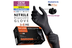 Heavy Duty 6mil Disposable Black Nitrile Gloves Anti-Slip Anti-Static Safety Gloves for Driving Industrial Use Free XL Sample
