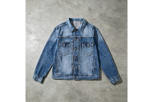 Medium Wash Faded Denim Trucker Jacket Orange Contrast Stitch Copper Vintage Cotton Jean Outerwear Denim Jacket Streetwear