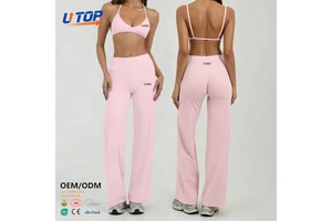 Wholesale Women's Yoga Sets Breathable Gym Clothing Set Spaghetti Straps Bra Wide Leg Pants Workout Set Women Fitness Yoga Wear