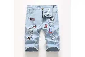 New Arrival OEM Summer Men's Denim Shorts With Unique Chrome Heart Design High Street Style Pants High Quality Men Short Jeans