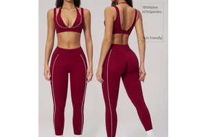 Custom Logo Contrast Women's Sports Bra Leggings Two-Piece Yoga Gym Fitness Workout Set For Women Clothing Ropa Deportiva Mujer