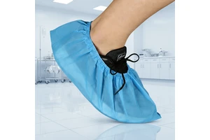High Quality Blue White Non-woven Shoe Covers AntiSlip Disposable PP Foot Covers 15x40cm Cleanroom Hospital Home Use Foot Cover