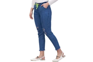 Street Wear Style Custom Women's Jeans Washed Blue High Waist Fashion Casual Hot Sale Wide Leg Jeans for women