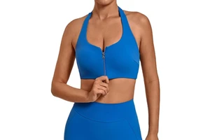 Women's High Support Breathable Yoga Sport Bra Camisole For Women Zipped Fitness Tank Top