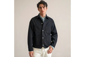 Spring Autumn Retro Tough Guy Denim Button Eco-Friendly Casual Regular Motorcycle Jacket Men's 100% Cotton Coated Non-RRL Front
