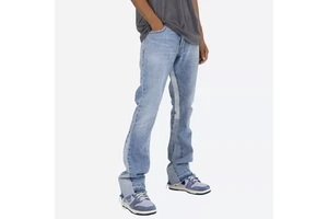 Hot selling Trendy Loose Fit Vintage Flare Jean Men Stacked Denim Jeans High Quality Pants Blank Denim Baggy Jeans for Mens