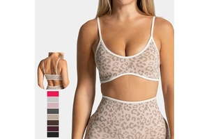 Exercise Clothes Sports Seamless Bras Adjustable Strap Women Fitness Bra Soft Elastic Yoga Apparel Leopard Training Bra