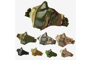 Adjustable Tactical Protective Mesh Half Face Mask for Hunting Recon Face Mask Protective Steel Grid Mesh Guard