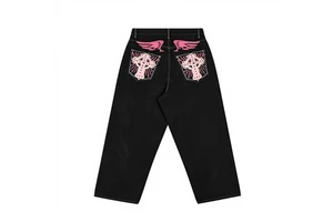 Women's Straight Loose High Waist Streetwear Denim Jeans Spandex/Cotton Model 2507DW Breathable Embroidered Vintage Summer