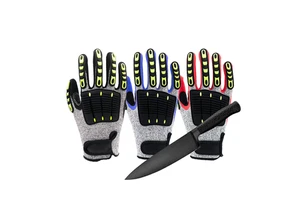 GLOVEMAN Heavy Duty TPR Impact Level 5 Anti Cut Resistant Industrial Construction Safety Work Rubber Nitrile Latex Coated Gloves