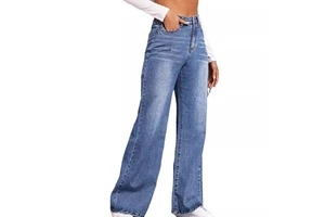 New Fashion Women Denim Jeans High Quality Customization LOGO Washing Loose High Waist Wide Leg Jeans OEM