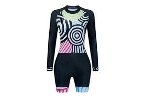Women's Triathlon Cycling Jumpsuit Long Sleeve Breathable Quick Dry Lightweight Anti-UV 100% Polyester One Piece Suit OEM Logo