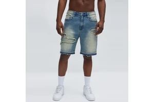 Men Vintage Washed Ripped Denim Shorts High Quality Comfortable Men's Denim Shorts Distressed Streetwear Jean Shorts for Men