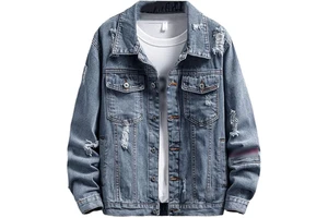 Men's Breathable Washed Denim Jacket Casual Streetwear Outerwear with Zipper Closure and 300g Fabric for Winter Daily Wear