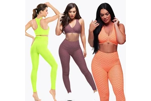 Women's Plus Size Gym Clothing Yoga Outfit Solid Pattern Sports Suit with Elastic Waist Closure Workout Fitness Pants