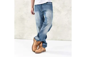 Classical Design Fashion High Quality Plus Size Clothing Men's Jeans Straight Slim Fitted Stretchy Oversized Business Pants