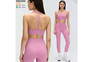 Activewear Supplier Premium Plus Size Workout Clothing High Elastic Woman T Back High Impact Sports Bra with Removable Pads