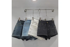 New Summer Shinny Full Rhinestone Stretch High Waist Denim Shorts Women Jeans Shorts