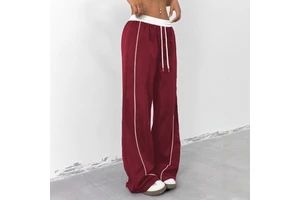 ZZB Autumn Women's Four-Way Stretch Breathable Plus Size Loose Low Waist Elastic Waist Casual Wide Leg Pants Niche Drape