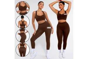 Vractive Wholesale Seamless Yoga Set Women High Waist Gym Leggings Sports Bra Roupa Treino Feminina for Yoga Workout