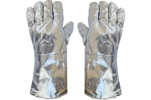 Durable 14inch Extreme Heat Resistant Aluminum Foil Silicone-free Customizable Safety Work Gloves Metallurgy Stove Gloves