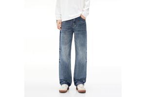 Custom Print Men's Denim Pants High Quality Cotton Light Washed Baggy Plus Size Denim Jeans Pant for Men