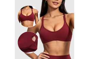 Women's Medium Support Sports Bra Y-Line Straps Beauty Back Design Breathable Quick Dry Front Logo Running Top Polyester/Nylon