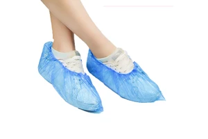 Low Price Good Quality Disposable Pull-On Abrasion-Resistant PE Blue Safety Shoe Covers Anti-Slip Elastic Home Office Hospital