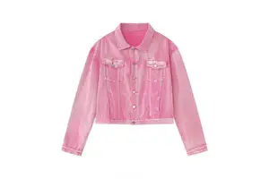 Custom Streetwear Denim Fashion Men's Suit Jacket and Trousers Washed Zip-up Work Jacket for Men