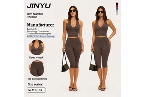 JINYU Women High Waisted Yoga Capri Pants Tummy Control Butt Lifter Workout Gym Leggings Stretchy Activewear