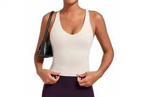 Yoke New High Quality Cross Back Quick Dry Workout Open Back With Padding Custom Logo Gym Sports Fitness Yoga Top