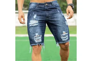 Men's Slim Fit Fashion Jeans Shorts Breathable Denim Fabric European American Style Manufacturer Direct Sale Cross-Border Trade