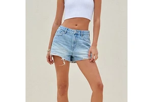 Light Indigo Star High Waisted Denim Short Jeans High Quality Denim Shorts for Casual Sexy Ladies Custom logo