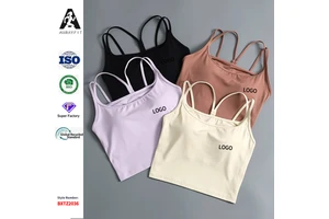 Women's Seamless Cross Strap Tank Top Custom Logo Breathable Fitness Yoga Sports Bra
