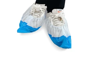 Waterproof Disposable Plastic PE Coated Blue Safety Shoe Covers PPE Products