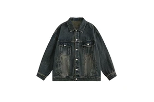 Factory Custom High Quality Washing Vintage Winter Zipper Casual Hooded Fleece Turn Collar Men's Denim Jacket