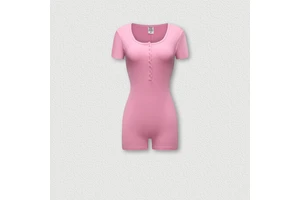Women's High ElasticityDance Fitness Sports Jumpsuit New Solid Color Tight Short Jumpsuit