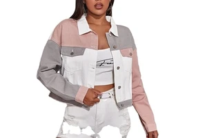 Edge Denim Best Sales Women Patchwork Jacket Denim Jacket Color Block