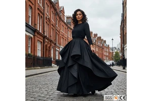 Custom Avant Garde Sculptural Pleated Maxi Dress High Density Memory Fabric Dramatic Gown Women OEM Plus Size S To 5XL