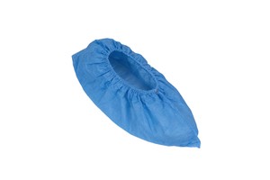 China Factory Safety Protective Nonwoven PP PE CPE Disposable Elastic Blue Anti-Slip Printed Shoe Cover Fast Ship