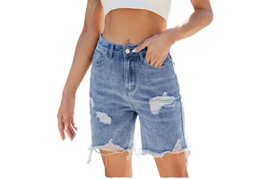 High Waist Women's Denim Jeans Sexy Summer Breathable Casual Shorts with Distressed Design