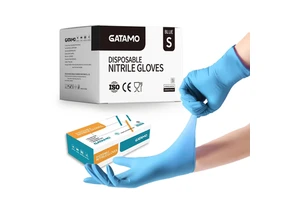 BSS017 China Blue Size M Examination Exam Household Food Thick Vinyl/nitrile Gloves Powder Free Blend Disposable Nitrile Gloves