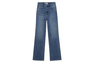 ODM OEM Women New Style High Rise Regular Mom Denim Jeans Eco-Friendly Breathable Vintage Print Straight Leg Rivet Button