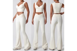 Custom Wholesale Plus Size Yoga Gym Wear Sleeveless 3 Piece Yoga Set Breathable Lightweight High Waist Yoga Sets for Women