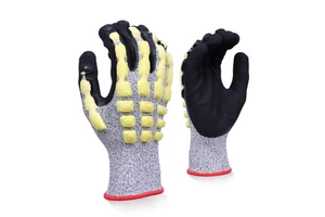 XINGYU 15 Gauge HPPE Cut Resistant Gloves ANSI A5 Sandy Nitrile with Latex Dots Coated Anti-slip Glass Industry Safety Gloves